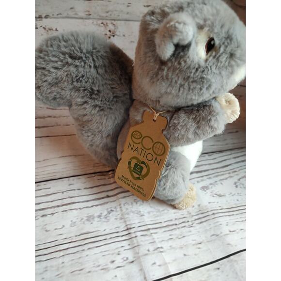 NWT!! Aurora Plush Eco Nation Recycled Plastics Stuffed Animal Gray Squirrel - Picture 2 of 8